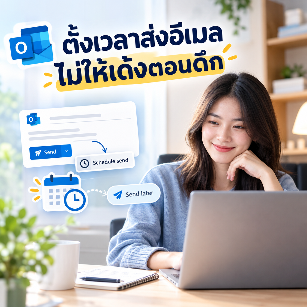 วิธีตั้งเวลาส่งอีเมลด้วย Schedule send ใน Outlook